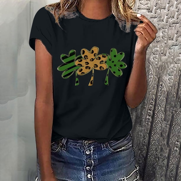 Pntutb, camisetas con estampado del Día de San Patricio y cuello redondo para mujer, blusas femeninas cómodas a la moda, tops Pntutb Pntutb-80
