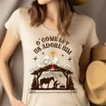 thumbnail image 4 of Women's Short Sleeve Graphic T-Shirt, O Come Let Us Adore Him Nativity Scene Tee, Royal, Size 4XL, 4 of 5