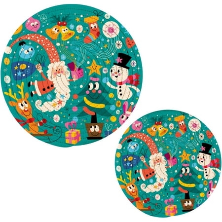 

SKYSONIC Funny Cartoon Santa Trivets Pot Holders Set of 2 Hot Pads Table Mats Placemats Set for Cooking and Baking Cotton Braided Hot Pads 7in+9in