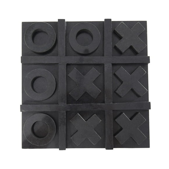 Elegant Black Marble Tic Tac Toe Game Set, 9-Inch Square Board for Classic Fun, Perfect for Home Decor and Entertaining, Timeless Design for All Ages