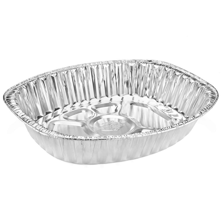 [80 Pack] Disposable Durable Aluminum Oval Roaster Pan - Turkey Roasting Pans Extra Large, Heavy-Duty Aluminum Foil | Deep, Oval Shape for Chicken