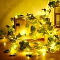 thumbnail image 2 of 5m 50LED Leaf String Lights Artificial Wall Hanging Green Maple Leaves Vine String Lights with Battery Powered, 2 of 8