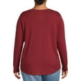 thumbnail image 3 of Terra & Sky Long Sleeve V Neck T-Shirt (Women's Plus) Maroon, 3 of 5