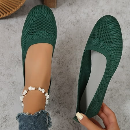 

Women s Knitted Ballet Flats Lightweight Breathable Solid Color Slip On Shoes Casual Walking Shoes