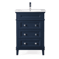 thumbnail image 2 of Tennant Brand 24" Navy Blue Modern Bathroom Vanity with White Quartz Top, 2 of 6