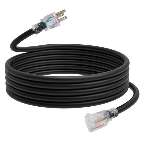 Cable de extensión para exteriores EP, 15 pies, 12/3, SJTW, resistente, negro