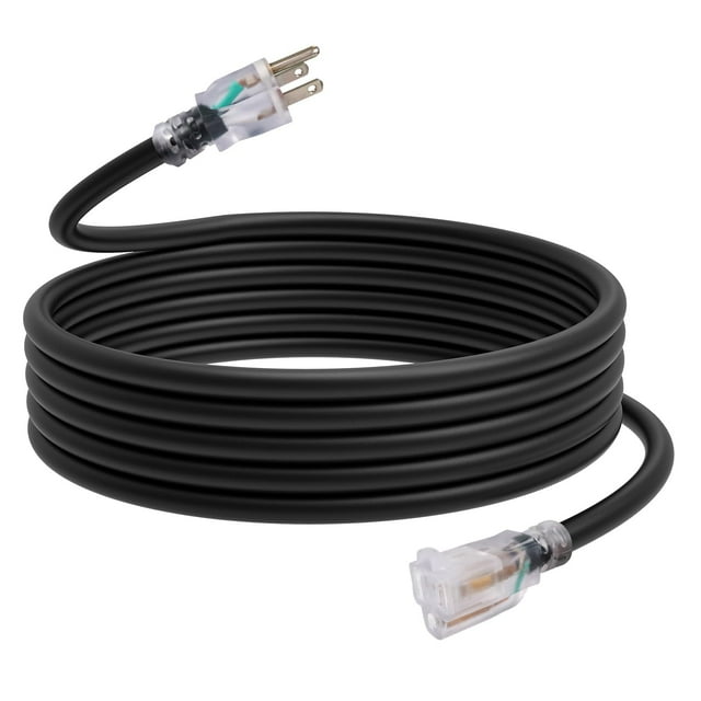 Cable de extensión para exteriores EP, 15 pies, 12/3, SJTW, resistente, negro