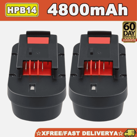 2Pcs 4800mAh HPB14 Batery NI-MH Replacement for B&D 14.4v battery FSB14 FS140BX A1714 499936-34 499936-35 BD1444L Compatible with Black and Decker 14.4V Battery Cordless Power Tools