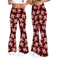 thumbnail image 2 of Xdegoge Flare Pants for Women High Waisted Bell Bottoms Game Day Football Bow Print Stretchy Comfy Yoga Leggings Casual Workout Athletic Trousers, 2 of 9