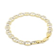 thumbnail image 3 of Nuragold 14k Real Yellow Gold Solid Mariner 7.5mm Anchor Chain Pave Diamond Cut Bracelet (7.5"-9") Two Tone Italian Jewelry for Men, 3 of 9