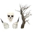thumbnail image 1 of Halloween Skeleton Head Lifelike Human Head Model Party Prop with Skeleton Hands, 1 of 8