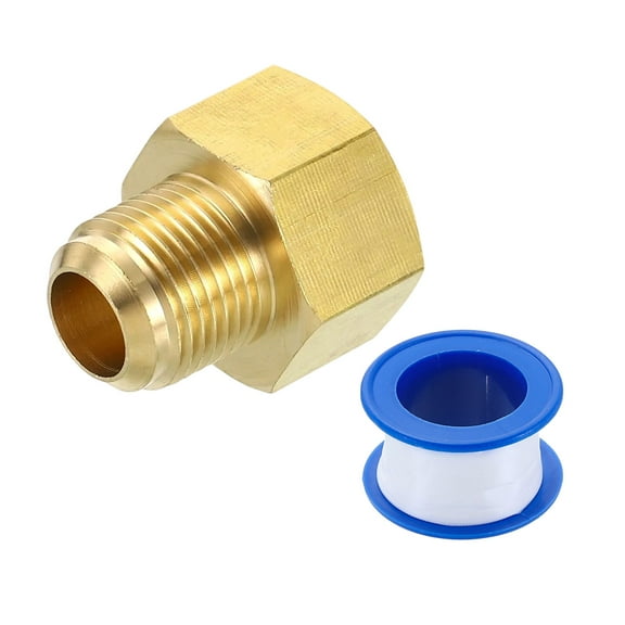 Brass Pipe Fitting, 1/2 SAE Male x 5/8 SAE Female Pipe Adapter