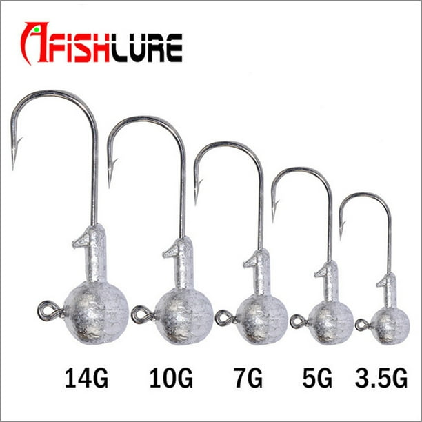 A FISH LURE 5PCS Carbon Steel and Lead Material Carp fishing hook; Hook  Carp Fishing Hook Set Round Shape Ball Jig Head Fishing Tackle Hooks