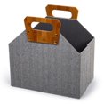 thumbnail image 1 of Truu Design Modern and Sleek Collapsible Paper Grey Storage Basket with Bamboo Handles, 1 of 5