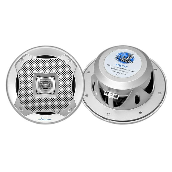 2) NEW LANZAR AQ5CXS 5.25" 400W 2-Way Marine/Boat Audio Stereo Speakers Silver
