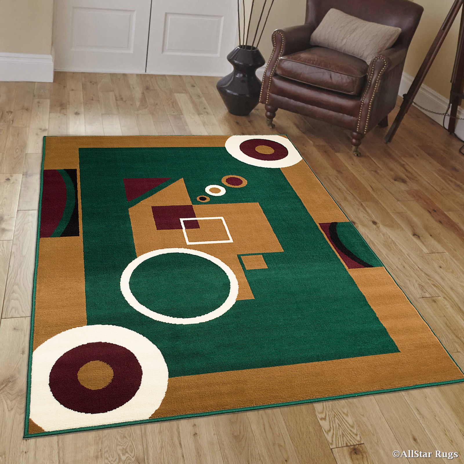 Allstar Green Area Rug. Contemporary. Abstract. Traditional. Geometric