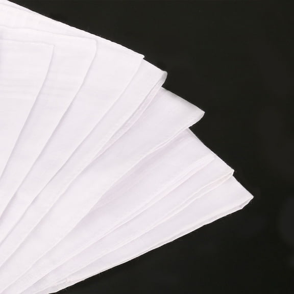 NUOLUX Cotton Handkerchiefs 12Pcs White Square for Daily Use Portable and
