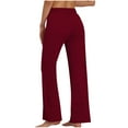 thumbnail image 4 of AJTQTH Lounge Pants Trousers for Women Drawstring Casual Wide-Leg Flared Pants with Pockets Stretchy Loose Pants Red XXL, 4 of 7