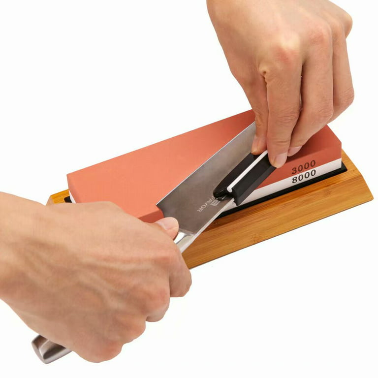 Knife Sharpening Stone Set, ZVZHM Whetstone Knife Sharpener 4 Side Grit  400/1000 3000/8000, Premium Whetstone Include Non-Slip Bamboo Base,  Flattening