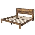 thumbnail image 6 of Wooden King Bed Frame with Storage Headboard, Modern Rustic Farmhouse Platform Bed with Charging Station, LED Light, No Box Spring Needed, Noise Free, Easy Assembly, Vintage Brown, 6 of 9