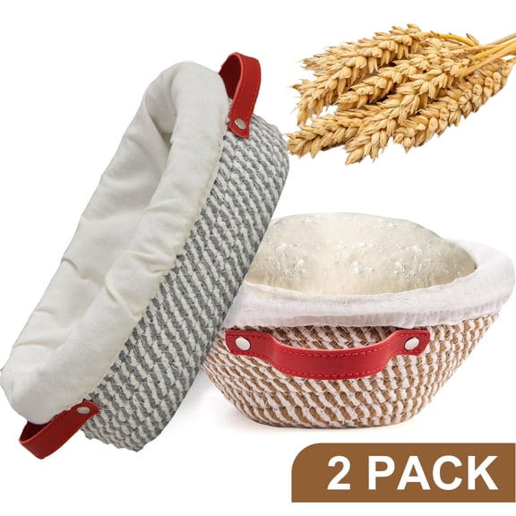 Cotton Rope Banneton Bread Proofing Basket Set, Oval & Round Bread Baskets with Liners & Covers for Artisan Bread Baking, Sourdough Bread Baking Supplies
