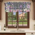 thumbnail image 6 of Spring Floral Curtain Valances for Windows, Kitchen Valance Window Treatments Panel 2 Pack, Black White Checkered Farmhouse Butterfly Rod Pocket Short Curtains for Bathroom Bedroom 60 x 18 Inch, 6 of 8