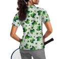 thumbnail image 2 of Whosucclay Clover Lucky Hat Design Tennis Shirts, Half-Zip Skin Friendly Easy Match Short Sleeve Golf Shirts for Women for Jogging Shopping Hiking V Neck Size Small, 2 of 10