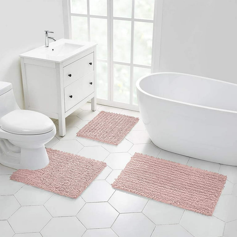 Color&Geometry Red and White Bathroom Rugs - Absorbent, Non Slip, Soft,  Washable, Quick Dry, 16x24 Small Bath Mats for Bathroom, Microfiber  Shower