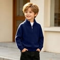 thumbnail image 6 of Qiyinn Boys' Fashion Solid Color Knitted Half Zipper Shoulder Insert Long Sleeve Sweater Half High Collar Top | Kids Boys Girls Casual Top Daily Wear School Comfortable Outfit, 6 of 9
