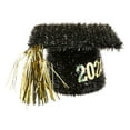 Graduation Black & Gold Tinsel Graduation Cap Tabletop Decoration, 8 in