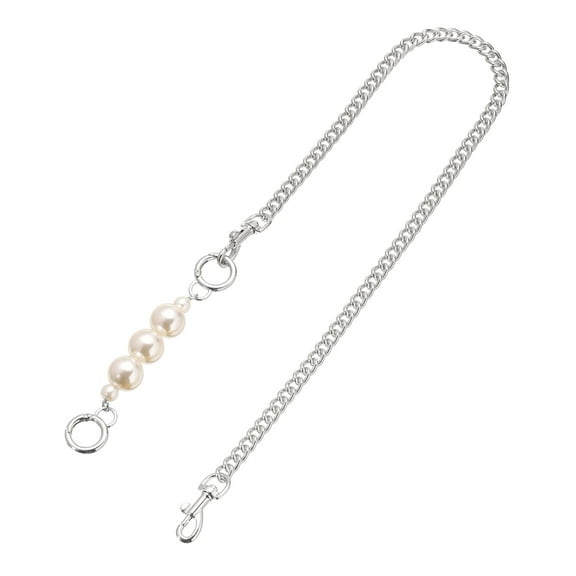 Uxcell 75cm/29.5" Pearl Purse Chain Strap Handbag Replacement Straps Extender, Silver