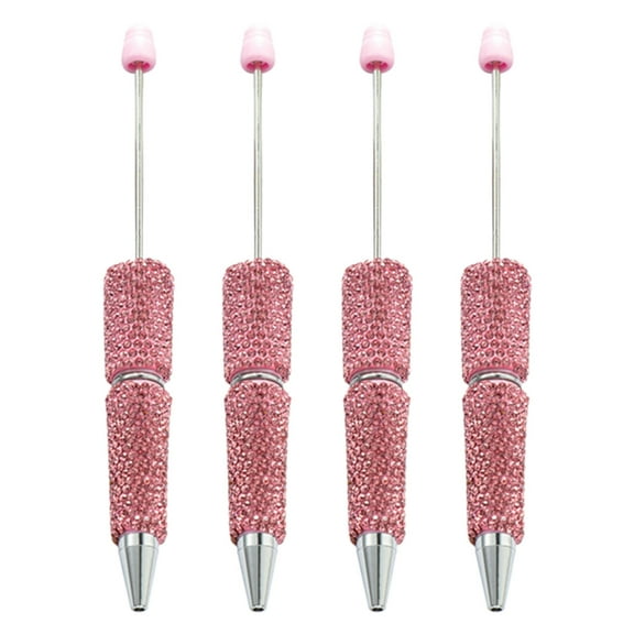 4 Pcs Beadable Ballpoint Pen Bead Pen Smooth Writing Pen 1.0mm Stationery Pen Rhinestones Pen