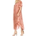 thumbnail image 3 of Sakkas Faye Cap Sleeved Cotton Caftan Cover Up Dress - Violet - One Size Regular, 3 of 5