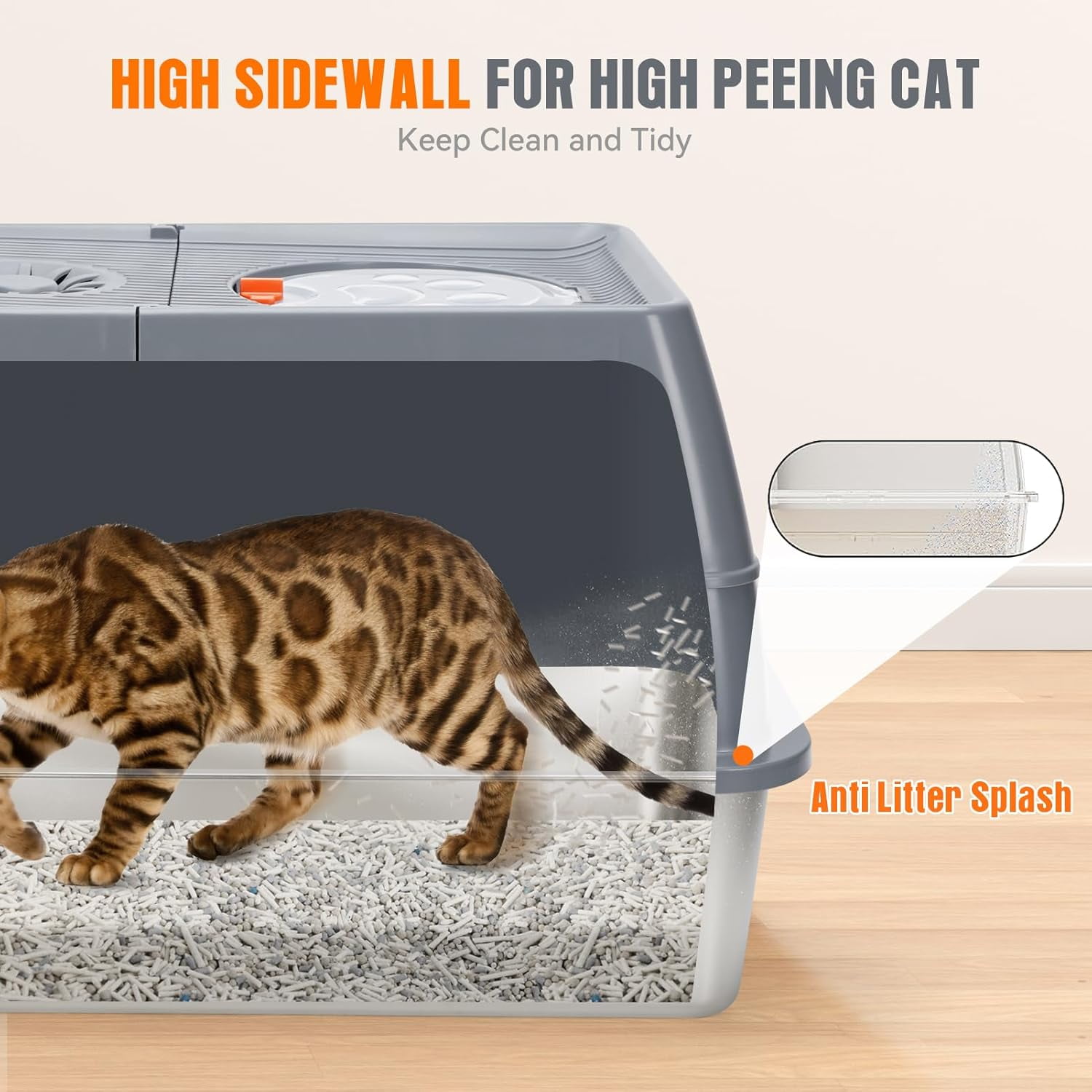 Stainless Steel Litter Box Enclosed, Stainless Steel Cat Litter Box with Flip-Top Lid, Front Entry Top Exit, Easy to Clean & Assemble - Dark Grey