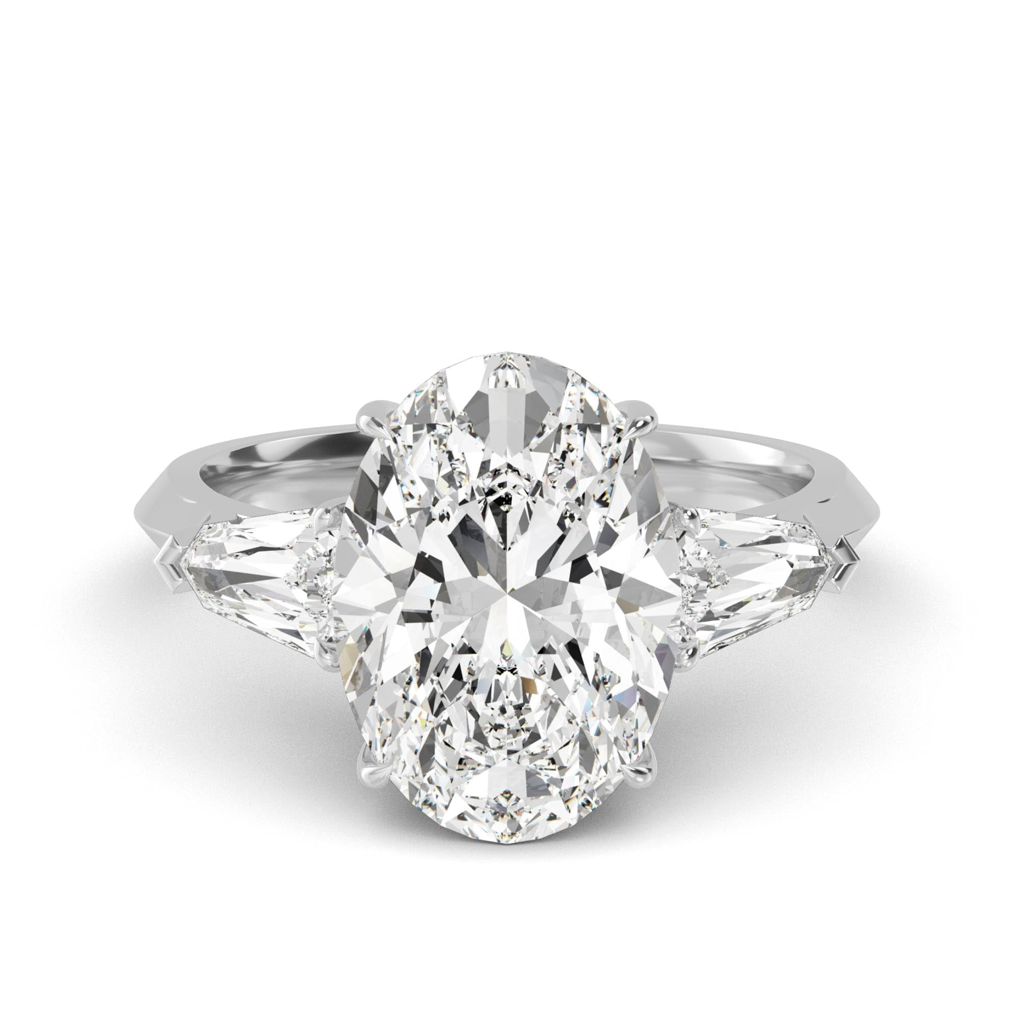 1 Carat (ctw) Platinum Oval,Shield Cut LAB GROWN Diamond Three Stone Engagement Ring (Color D-E Clarity VS1-VS2)