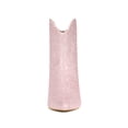 thumbnail image 5 of BLISSFUL STEP Women's Glitter V Shape Pointy Toe Back Zipper Block Heels Mid Calf Boots, 5 of 6