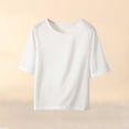thumbnail image 2 of KyCheLot Womens Plus Size T-Shirts Solid Color Round Neck 1/2 Length Sleeve Tops Summer Beach Vacation T-Shirts, 2 of 7