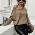 thumbnail image 5 of LYXSSBYX Women Fall Sweaters for Women 2022 Hot Sale Clearance Women's Hedging O-Neck Loose Solid Color Temperament Long Sleeve Strapless Sexy Knitting Tops Sweater, 5 of 9