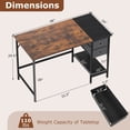 thumbnail image 3 of Costway 48” Computer Desk Industrial Home Office Desk with Open Storage Shelf & 2 Fabric Drawers, 3 of 10