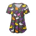 thumbnail image 6 of GEWSEY Scrubs for Women Tops Easter Print Shirt V Neck Cartoon Pattern Short Sleeve Nursing Uniform with Pockets (Dark Gray, XXL), 6 of 7