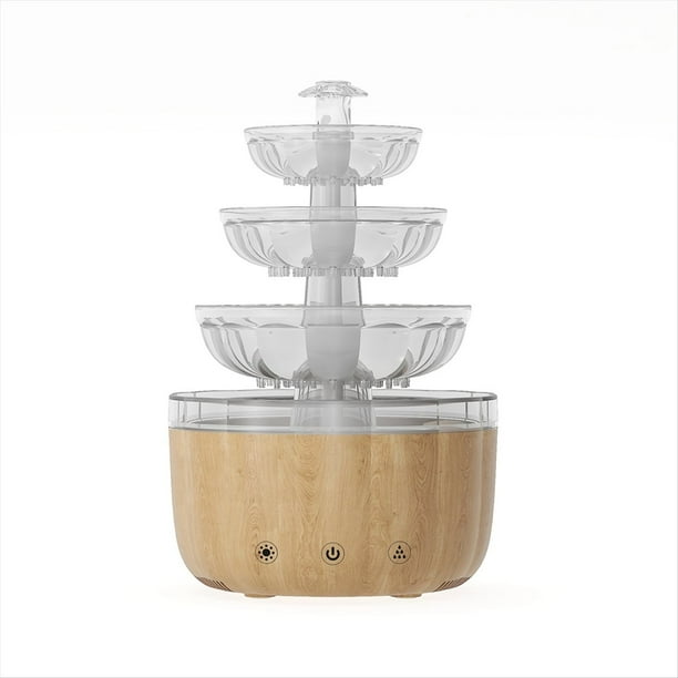 Difusor de Aroma de Madera con Fuente, Humidificador de Aceites Esenciales para Aromaterapia con Luz LED de Colores para Decoración del Hogar.