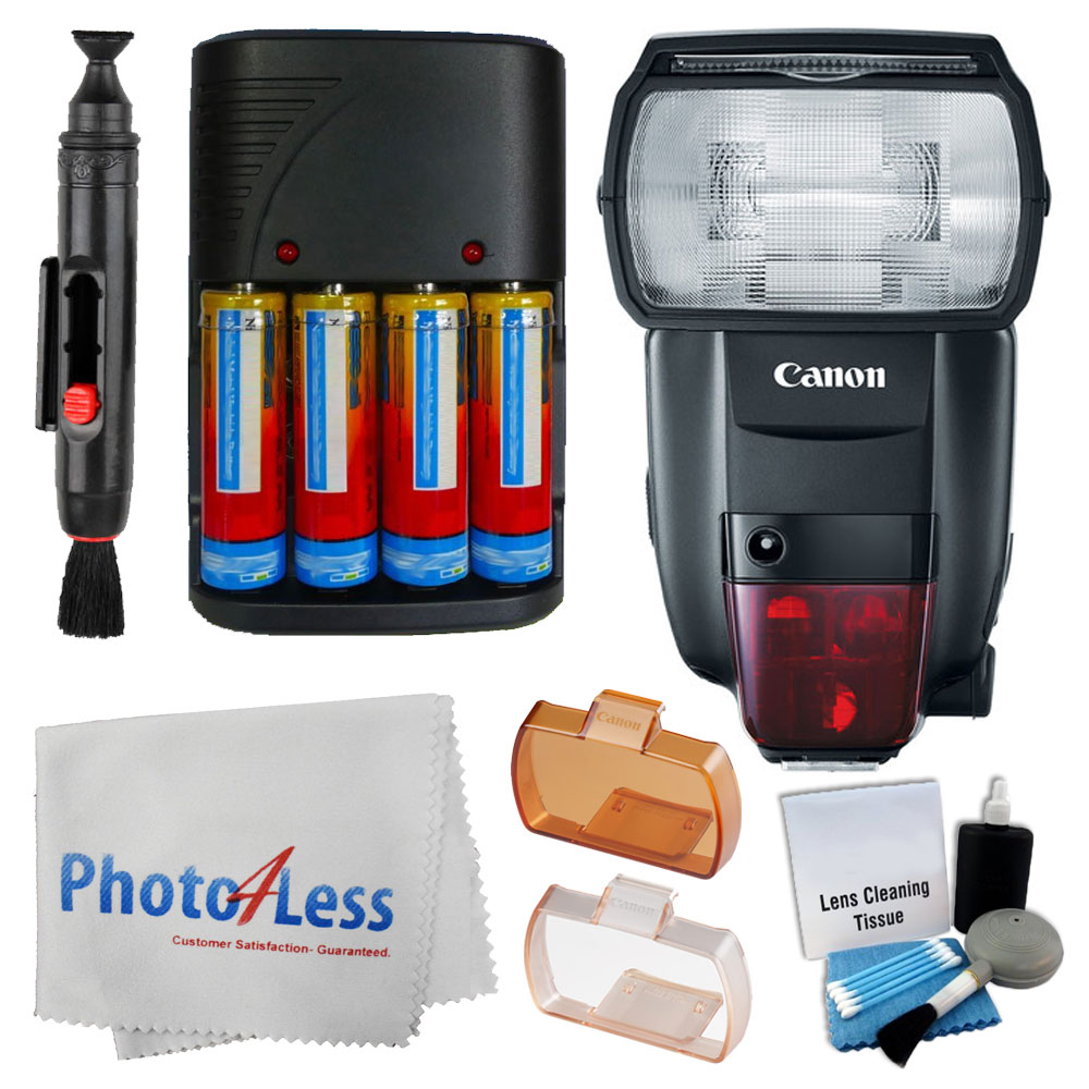 New Canon Speedlite 600EX IIRT + 4x Rechargeable Batteries + Battery Charger + Cleaning Pen + 5