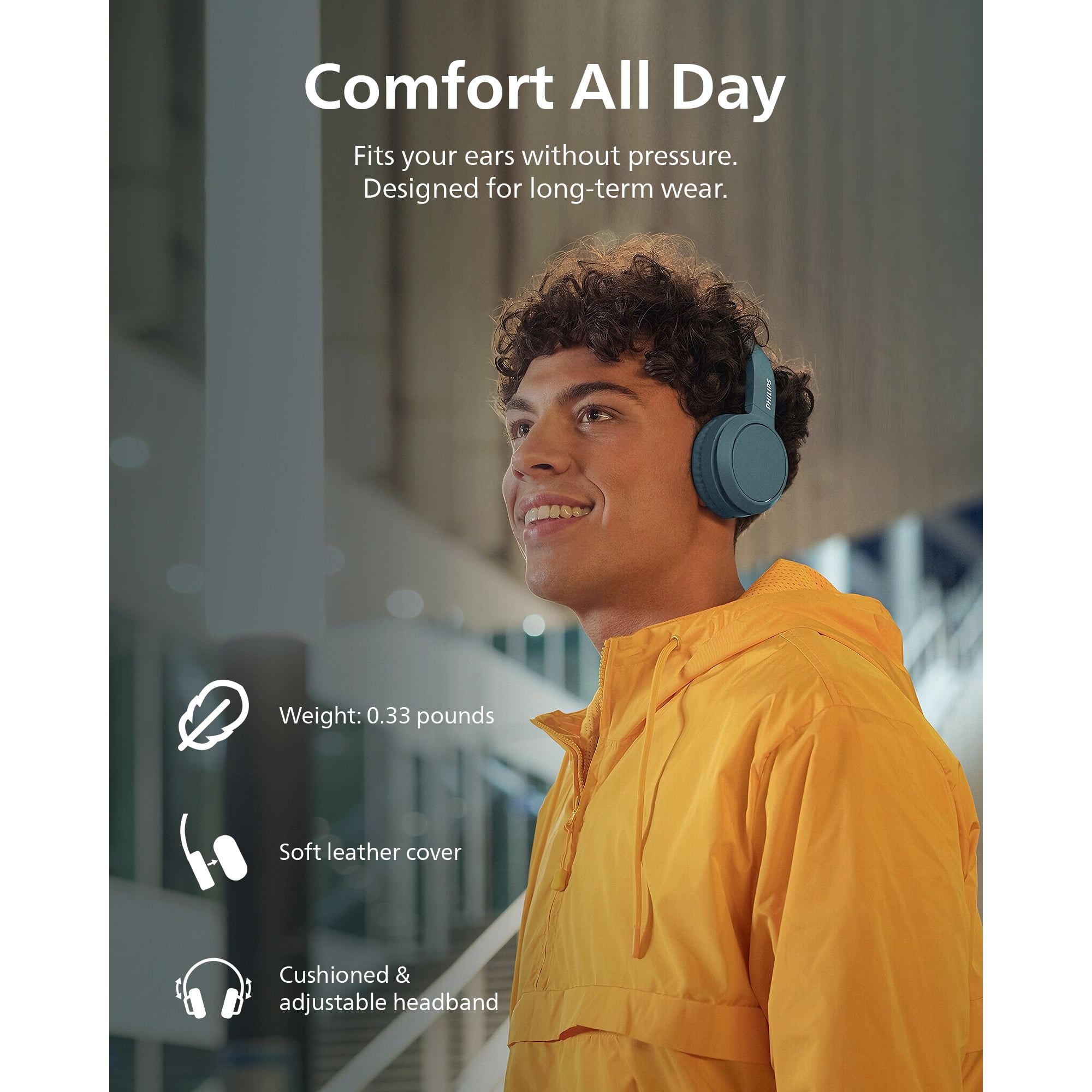 Philips H4205 on-Ear Wireless Headphones with 32mm Drivers and BASS Boost on Demand, Black