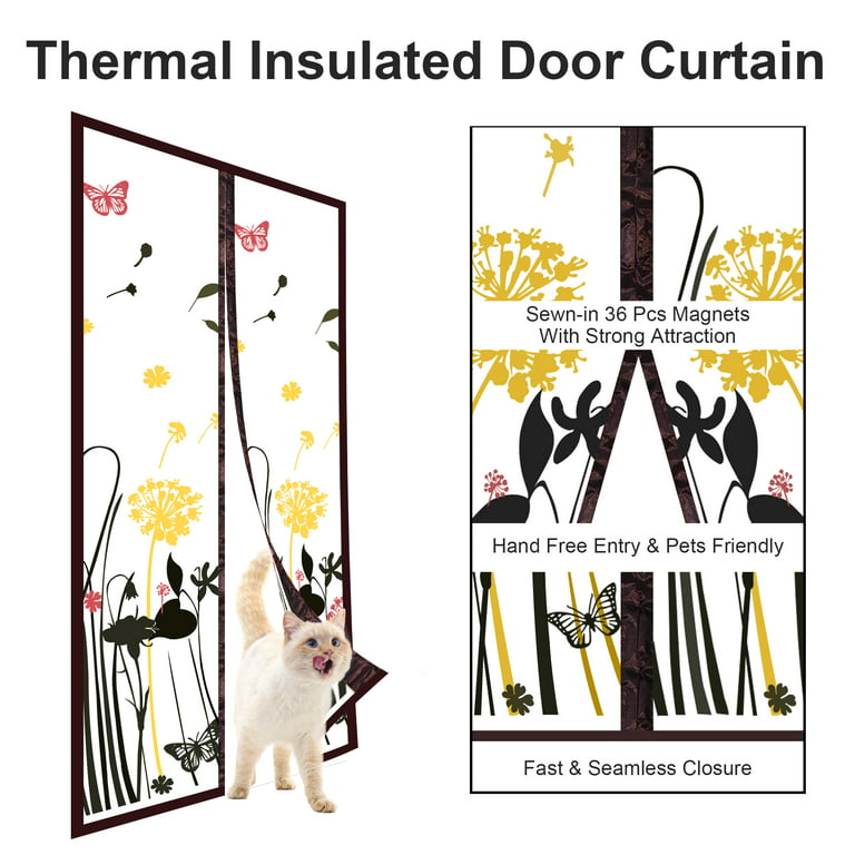 Magnetic Thermal Insulated Door Curtain Screen Door Self-Closing Fits Doors  Up to 38x80 to Keep Warm in Winter Cool in Summer for Air Conditioner
