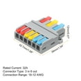 thumbnail image 2 of Uxcell 10pcs Din Rail Press Quick Terminal Blocks DIY Splicing Wire Connectors (3 in 6 out) 35A Terminal Blocks 18-10AWG, 2 of 6