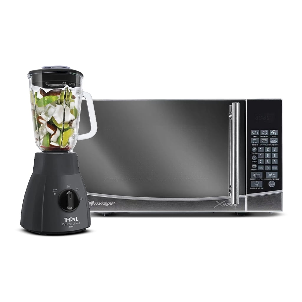 Mirage Combo De Microondas Mirage De 0.7 Pies³ Mwd020e Silver + Licuadora T-fal Power Mix Ln2788x0 550 W