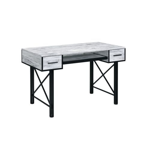 Settea Antique White & Black Finish Computer Desk