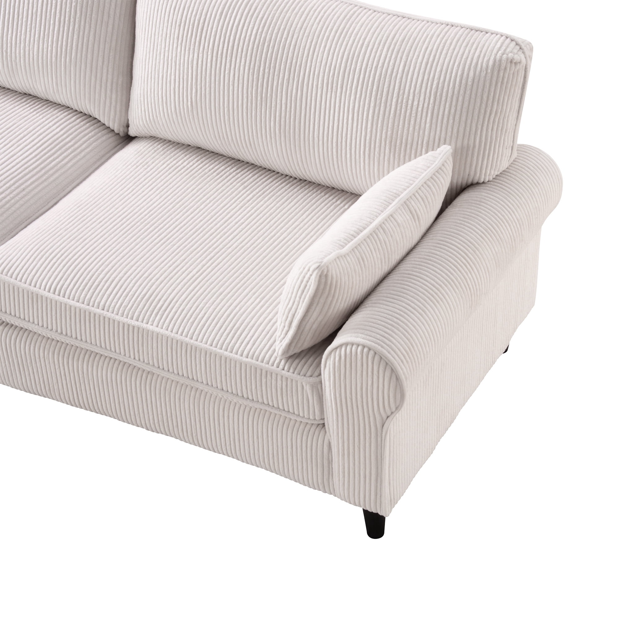 MOONMISS 80.7" Retro Corduroy Loveseat Sofa with Solid Wood Legs, 2-Seater Modern Upholstered Couch for Living Room,Bedroom,White