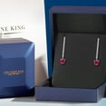thumbnail image 5 of Gem Stone King 14K White Gold Red Created Ruby and Lab Grown Diamond Dangle Earrings for Women | 1.56 Cttw | Gemstone July Birthstone | Heart Shape 5MM, 5 of 6