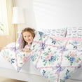 thumbnail image 4 of Manfei Princess Dreamy Bow Queen Comforter Set for Kid, Rustic Rose Flower Bedding Comforter Set, Geometric Striped Reversible Bedding Set, Breathable Home Decor, 3pcs, 4 of 8